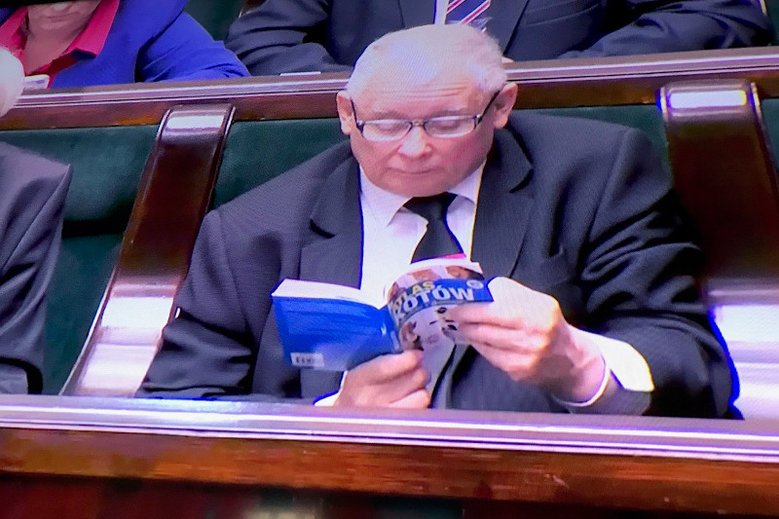 Podczas prac PiS nad zmianą ordynacji wyborczej i przejęciem wymiaru sprawiedliwości, przewodniczący Jarosław Kaczyński oddawał się lekturze "Atlasu kotów".