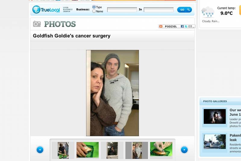 Właścicielka Goldie podczas operacji rybki