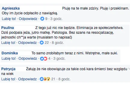 W sieci możemy znaleźć już setki komentarzy do tej sprawy - mniej lub bardziej wulgarnych. Bardzo surowej kary życzą im inne nastolatki