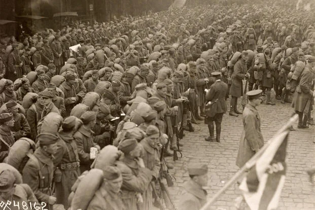 Żołnierze Zaginionego Batalionu Żołnierze uratowani przez Cher Ami`ego po powrocie do New Jersey, 1919