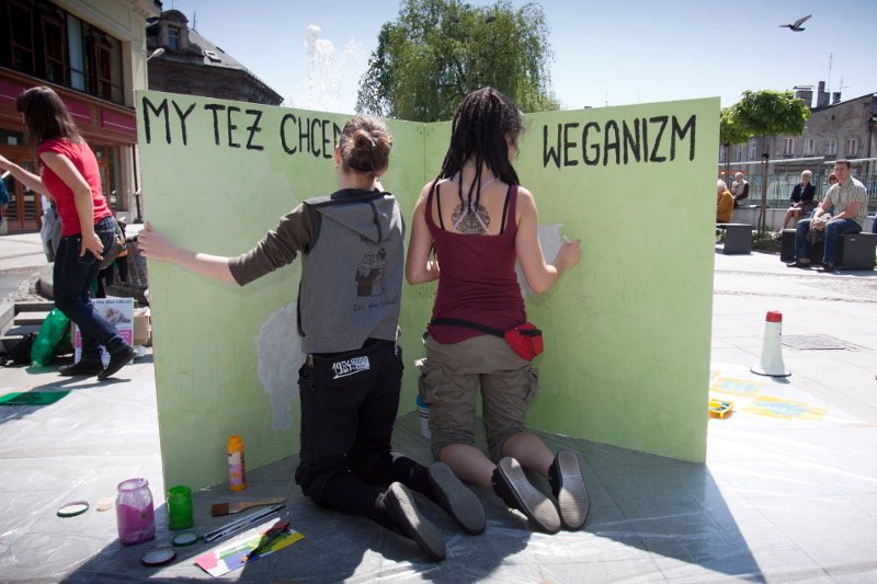 Zdjęcie pochodzi z happeningu podczas Tygodnia Weganizmu w Bielsku - Białej.